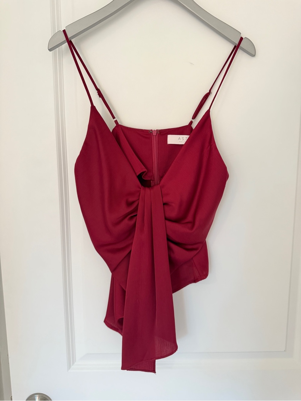 ASTR the Label Burgundy Red Gina Wine Red Asymmetrical Ruched Tank Top S